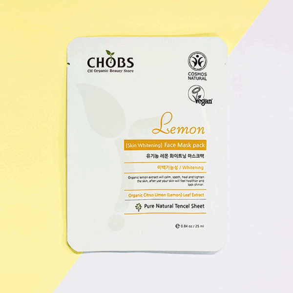 CHOBS (찹스) 유기농 레몬 화이트닝 마스크팩 25ml (미백기능성) x 5매